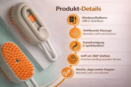 Dampf-Pflegebürste Für Hunde & Katzen