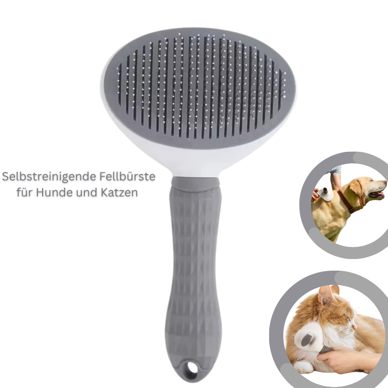 Selbstreinigende Fellbürste                          für Hunde und Katzen